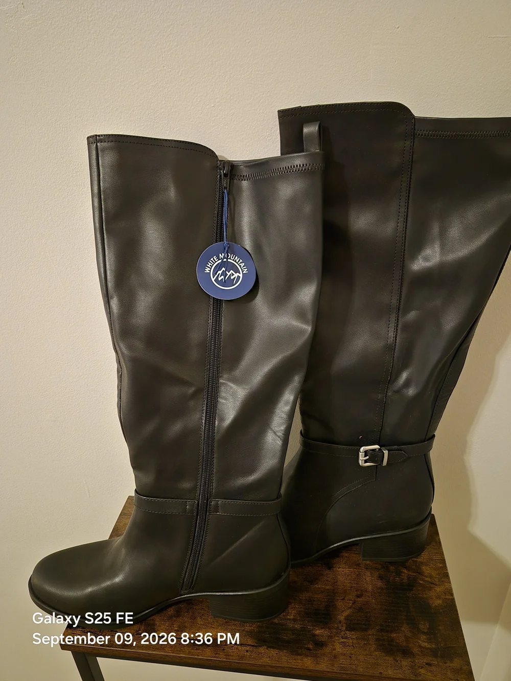 Women's Black Tall Riding Boots - White Mountain, Wide Calf